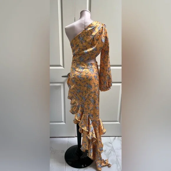 Mew Mews Yellow Floral Ruffled dress size L fits M Bronx and Banco inspired. - Picture 5 of 14